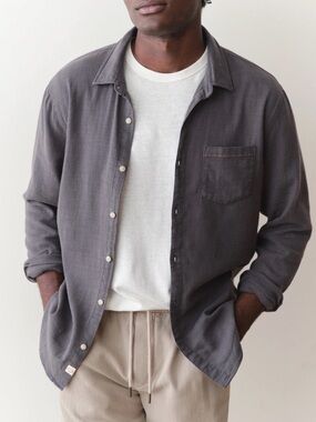 Marine Layer Selvage Long Sleeve Button Up Shirt X Large indigo Ink Blue